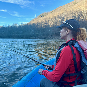 Woman fishing in West Virginia